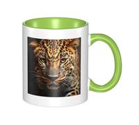 LKWSCGHM Tasses à café léopard noir et marron avec poignée de 325 ml en porcelaine pour boissons chaudes/froides, tasses à thé en céramique pour homme et femme, tasse à café amusante, cadeau de