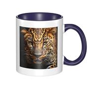 LKWSCGHM Tasses à café léopard noir et marron avec poignée de 325 ml en porcelaine pour boissons chaudes/froides, tasses à thé en céramique pour homme et femme, tasse à café amusante, cadeau de