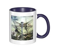 LKWSCGHM Tasses à café modernes en forme de libellule avec poignée de 325 ml - Grande tasse en porcelaine pour boissons chaudes/froides - Tasses à thé en céramique pour homme et femme - Tasse à café
