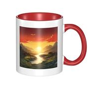 LKWSCGHM Tasses à café Rising Sun avec poignée - Grande tasse en porcelaine pour boissons chaudes/froides - Tasse à thé en céramique pour homme et femme - Cadeau amusant pour pendaison de crémaillère