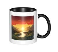 LKWSCGHM Tasses à café Rising Sun avec poignée - Grande tasse en porcelaine pour boissons chaudes/froides - Tasse à thé en céramique pour homme et femme - Cadeau amusant pour pendaison de crémaillère