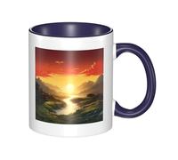 LKWSCGHM Tasses à café Rising Sun avec poignée - Grande tasse en porcelaine pour boissons chaudes/froides - Tasse à thé en céramique pour homme et femme - Cadeau amusant pour pendaison de crémaillère