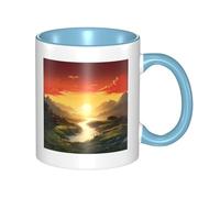 LKWSCGHM Tasses à café Rising Sun avec poignée - Grande tasse en porcelaine pour boissons chaudes/froides - Tasse à thé en céramique pour homme et femme - Cadeau amusant pour pendaison de crémaillère