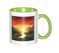 LKWSCGHM Tasses à café Rising Sun avec poignée - Grande tasse en porcelaine pour boissons chaudes/froides - Tasse à thé en céramique pour homme et femme - Cadeau amusant pour pendaison de crémaillère