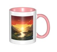 LKWSCGHM Tasses à café Rising Sun avec poignée - Grande tasse en porcelaine pour boissons chaudes/froides - Tasse à thé en céramique pour homme et femme - Cadeau amusant pour pendaison de crémaillère