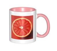 LKWSCGHM Tasses à café rose mûr en forme de tranche de pamplemousse avec poignée - 325 ml - Grande tasse en porcelaine pour boissons chaudes/froides - Tasse à thé en céramique pour homme et femme