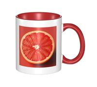 LKWSCGHM Tasses à café rose mûr en forme de tranche de pamplemousse avec poignée - 325 ml - Grande tasse en porcelaine pour boissons chaudes/froides - Tasse à thé en céramique pour homme et femme
