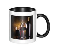 LKWSCGHM Trois bouteilles de vin et tasses à café en verre avec poignée en porcelaine de 325 ml pour boissons chaudes/froides, tasses à thé en céramique pour homme et femme, tasse à café amusante pour