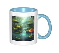 LKWSCGHM View of Fantasy River - Grande tasse à café en porcelaine avec poignée pour boissons chaudes/froides, tasse à thé en céramique pour homme et femme, tasse à café amusante pour pendaison de