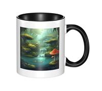 LKWSCGHM View of Fantasy River - Grande tasse à café en porcelaine avec poignée pour boissons chaudes/froides, tasse à thé en céramique pour homme et femme, tasse à café amusante pour pendaison de