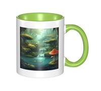 LKWSCGHM View of Fantasy River - Grande tasse à café en porcelaine avec poignée pour boissons chaudes/froides, tasse à thé en céramique pour homme et femme, tasse à café amusante pour pendaison de