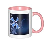 LKWSCGHM Windmill - Grande tasse à café bleue avec poignée en porcelaine pour boissons chaudes/froides, tasse à thé en céramique pour homme et femme, tasse à café amusante pour pendaison de