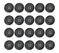 LKXHarleya 20PCS Boutons Ronds en résine à 4 Trous pour Loisirs créatifs, 20mm Boutons pour Coudre Un Costume, Une Chemise ou Un Manteau décorations de Noël à Faire soi-même, Noir