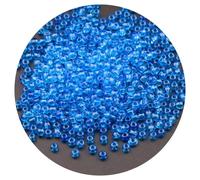 LKXHarleya 330 Perles intercalaires Rondes en Vrac, Perles de rocaille en Verre Transparent de 3 mm pour la Fabrication de Bijoux, Loisirs créatifs, Bleu océan