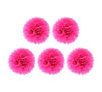 LKXHarleya 5PCS Boule de Fleurs décorative en Papier, 25cm Pompons en Papier de Soie pour décor de Mariage ou d'anniversaire, Rose Vif