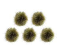 LKXHarleya 5PCS Pompon Doux et Moelleux, 14cm Pompons en Fausse Fourrure avec épingle pour Tricoter Bonnets, Chaussures, écharpes, Gants et Accessoires, Vert armée