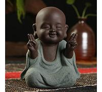 LKXZYX Statue Bouddha Statuette Exterieur boudha Deco Interieur Jardin Grande Miniature Statues de Bouddha Petit Moine Décoration Géomantique Figurines Sable Mauve Théière