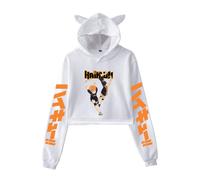 LKY STAR Anime Haikyuu Sweat à Capuche Imprimé à Manches Longues avec Oreilles de Chat pour Femmes et Filles
