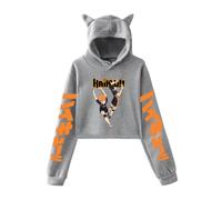 LKY STAR Anime Haikyuu Sweat à Capuche Imprimé à Manches Longues avec Oreilles de Chat pour Femmes et Filles