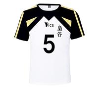LKY STAR Anime Haikyuu T-Shirt Cosplay Japanese Karasuno High School Manches Courtes Lettre Impression Nouveau Décontracté Col Rond pour Homme et garçon