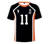 LKY STAR Anime Haikyuu T-Shirt Cosplay Japanese Karasuno High School Manches Courtes Lettre Impression Nouveau Décontracté Col Rond pour Homme et garçon