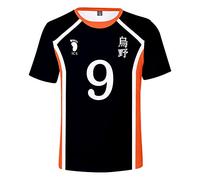 LKY STAR Anime Haikyuu T-Shirt Cosplay Japanese Karasuno High School Manches Courtes Lettre Impression Nouveau Décontracté Col Rond pour Homme et garçon