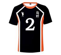 LKY STAR Anime Haikyuu T-Shirt Cosplay Japanese Karasuno High School Manches Courtes Lettre Impression Nouveau Décontracté Col Rond pour Homme et garçon