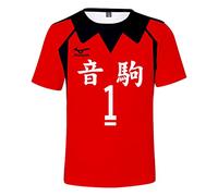 LKY STAR Anime Haikyuu T-Shirt Cosplay Japanese Karasuno High School Manches Courtes Lettre Impression Nouveau Décontracté Col Rond pour Homme et garçon