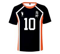 LKY STAR Anime Haikyuu T-Shirt Cosplay Japanese Karasuno High School Manches Courtes Lettre Impression Nouveau Décontracté Col Rond pour Homme et garçon