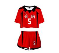 LKY STAR Anime Haikyuu T-Shirt Shorts Set Karasuno High School Volleyball Club Cosplay Crop Top & Short 2 Pièces Ensembles