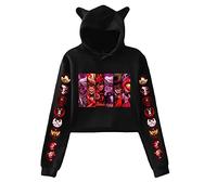 LKY STAR Anime Hazbin Hotel Hoodies Charlie/Angel Dust Cosplay Sweat à Capuche avec Oreilles de Chat pour Femmes Filles