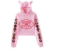 LKY STAR Anime Hazbin Hotel Hoodies Charlie/Angel Dust Cosplay Sweat à Capuche avec Oreilles de Chat pour Femmes Filles