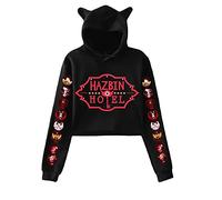 LKY STAR Anime Hazbin Hotel Hoodies Charlie/Angel Dust Cosplay Sweat à Capuche avec Oreilles de Chat pour Femmes Filles