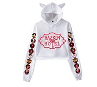 LKY STAR Anime Hazbin Hotel Hoodies Charlie/Angel Dust Cosplay Sweat à Capuche avec Oreilles de Chat pour Femmes Filles