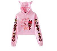 LKY STAR Anime Hazbin Hotel Hoodies Charlie/Angel Dust Cosplay Sweat à Capuche avec Oreilles de Chat pour Femmes Filles