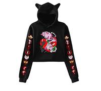 LKY STAR Anime Hazbin Hotel Hoodies Charlie/Angel Dust Cosplay Sweat à Capuche avec Oreilles de Chat pour Femmes Filles