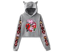 LKY STAR Anime Hazbin Hotel Hoodies Charlie/Angel Dust Cosplay Sweat à Capuche avec Oreilles de Chat pour Femmes Filles
