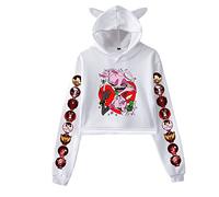 LKY STAR Anime Hazbin Hotel Hoodies Charlie/Angel Dust Cosplay Sweat à Capuche avec Oreilles de Chat pour Femmes Filles