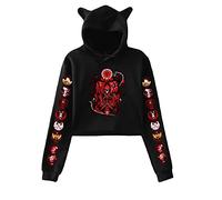 LKY STAR Anime Hazbin Hotel Hoodies Charlie/Angel Dust Cosplay Sweat à Capuche avec Oreilles de Chat pour Femmes Filles