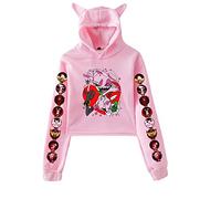 LKY STAR Anime Hazbin Hotel Hoodies Charlie/Angel Dust Cosplay Sweat à Capuche avec Oreilles de Chat pour Femmes Filles