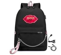 LKY STAR Anime Hazbin Hotel Merch Garçon Fille Sacs à Dos avec port de Charge USB et Prise Casque Cartable pour Ordinateur Portable