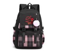 LKY STAR Anime Hazbin Hotel Sac à Dos pour Étudiants Unisexe Sacs D'école avec Pendentif en Peluche Homme Femme Ados Outdoor Voyage Ecole Sacs Scolaires