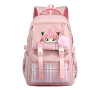 LKY STAR Anime Spy x Family Sac à Dos pour Étudiants Unisexe Sacs D'école avec Pendentif en Peluche Homme Femme Ados Outdoor Voyage Ecole Sacs Scolaires