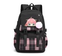 LKY STAR Anime Spy x Family Sac à Dos pour Étudiants Unisexe Sacs D'école avec Pendentif en Peluche Homme Femme Ados Outdoor Voyage Ecole Sacs Scolaires