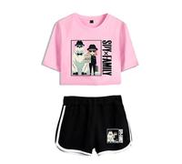 LKY STAR Anime Spy x Family T-Shirts et Shorts Set Anya Loid Yor Forge Cosplay Haut Court et Shorts 2pcs pour Femme Fille