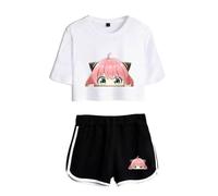 LKY STAR Anime Spy x Family T-Shirts et Shorts Set Anya Loid Yor Forge Cosplay Haut Court et Shorts 2pcs pour Femme Fille