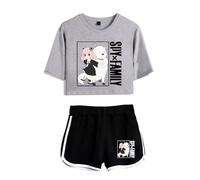 LKY STAR Anime Spy x Family T-Shirts et Shorts Set Anya Loid Yor Forge Cosplay Haut Court et Shorts 2pcs pour Femme Fille