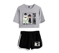 LKY STAR Anime Spy x Family T-Shirts et Shorts Set Anya Loid Yor Forge Cosplay Haut Court et Shorts 2pcs pour Femme Fille