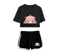LKY STAR Anime Spy x Family T-Shirts et Shorts Set Anya Loid Yor Forge Cosplay Haut Court et Shorts 2pcs pour Femme Fille
