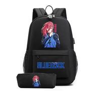 LKY STAR Blue Lock Sacs à Dos avec Trousse à Crayons Anime Cartable Trousse Unisexe Ensemble de Cartables Isagi Yoichi Étudiants Backpack 2pcs